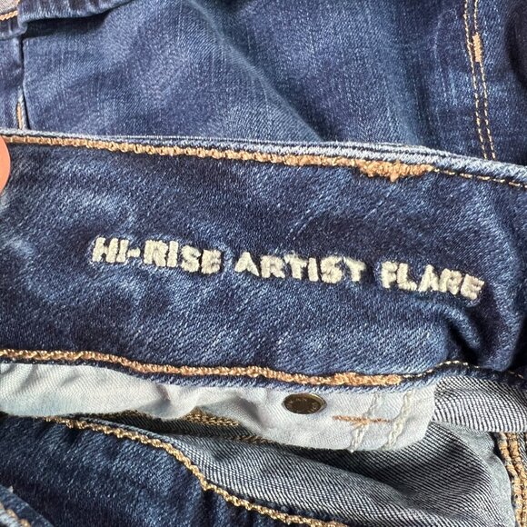 American Eagle Jeans Women 37x31* High Rise Artist Flare Dark Blue Denim Tag 18R - Picture 8 of 16